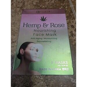 Nourishing Face Mask Hemp & Rose 5 Pack Moisturizing Rejuvenating Clair Beauty